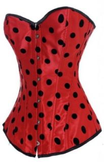 Dissa Sexy Polka Dotted Fashion Corset With G String,Red Clothing