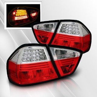 BMW 3 series (E90) 325i 328i 330i 335i 06 07 08 4DR LED Tail Lights ~ pair set (Clear/Red) Automotive