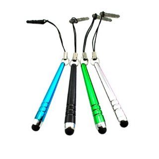 iClover Quality 20 PCS Colorful Stylus Pen Black/Light Blue/Green/Silver & Sharp Pattern Stylus/Styli Universal Capacitive Touch Screen Pen / Touch screen Pen with Ear Cap /Anti dust Plug (3.5mm Plug)for iPhone 4/ 4S / iPad 2 3/ HTC Cell Phones & 