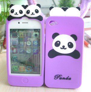 iPhone 4G/4S Lovely Panda Bear Style Series Soft Plastic Case/Cover/Protector,Purple Cell Phones & Accessories