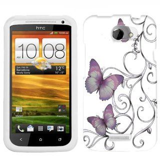 HTC One X Purple Butterfly on White Phone Case Cover Cell Phones & Accessories