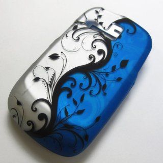 Rubberized Hard Phone Case Cover Skins Snap on Faceplate Protector for Samsung Sch r355c Sch r351c Sch r350 R351 Freeform I / 1 Straight Talk Straight Talk Net10 Tracfone  Alltel Metro Pcs Cricket / Blue Vine and Silver(wholesale Price) Cell Phones