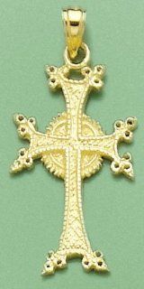 14k Gold Religious Necklace Charm Pendant, Armenian Cross Million Charms Jewelry