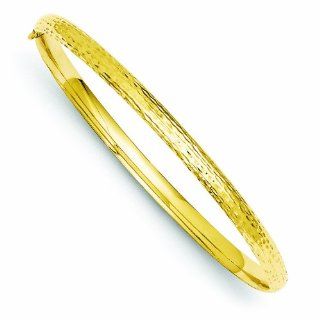 Genuine 14K Yellow Gold 2/16 Diamond Cut Fancy Hinged Bangle Bracelet 3 Grams Of Gold . Mireval Jewelry