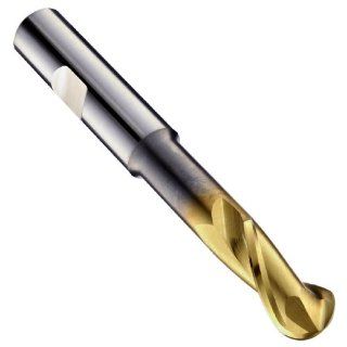 Niagara Cutter SEB270 High Speed Steel (HSS) Ball Nose End Mills, Long Length, Inch, Weldon Shank, TiN Finish, Roughing and Finishing Cut, 30 Degree Helix, For Use With All Materials