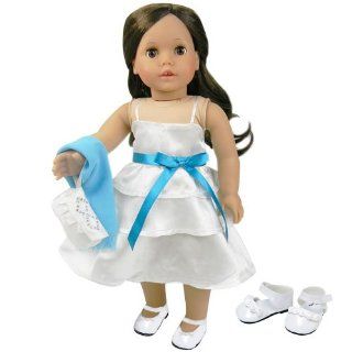 Pretty 18 Inch Doll Dress 4 Pc. Complete Set; Fits 18" American Girl Dolls Clothes, Includes Stylish Doll Dress, Shawl, Purse & Shoes Toys & Games