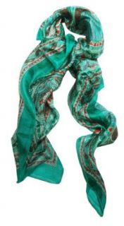 Silk Hand Made Water colored Floral Print on Green and Red  Silk Square