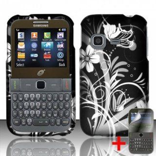 SAMSUNG S390G WHITE FLOWER RUBBERIZED COVER SNAP ON HARD CASE + SCREEN PROTECTOR by [ACCESSORY ARENA] Cell Phones & Accessories