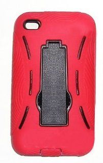 Red Hard & Soft Heavy Duty Hybrid Case Cover Kickstand Stand for Ipod Touch 4th Gen   Players & Accessories