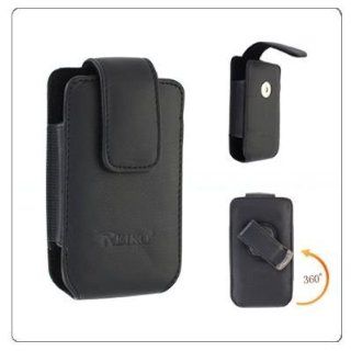 Premium Black Vertical Leather Pouch / Holster / Case with Swivel Belt Clip for Apple iPhone with a Magnet Flap/Snap Closure by HarryOnline. Electronics