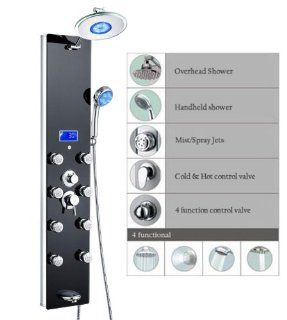 Blue Ocean 52" Aluminum SPA392B L Shower Panel Tower with Rainfall Shower Head, 8 Multi functional Nozzles