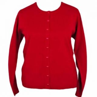 Luxury Divas Red Plus Size Crew Neck Long Sleeve Cardigan Sweater Size X Large Clothing