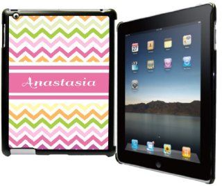 Rikki KnightTM "Anastasia" Pink Chevron Name Design Black Snap on Case for Apple iPad® 2   The New iPad (3rd Generation)   iPad 4 Computers & Accessories