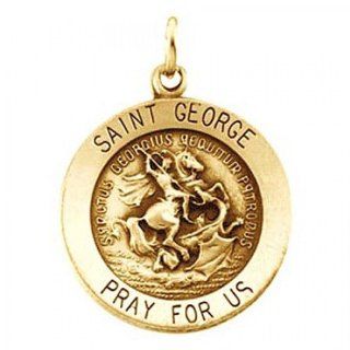 Saint George Pendant in 14kt Yellow Gold   Divine   Unisex Adult GEMaffair Jewelry