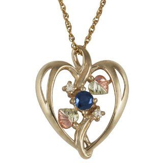 Black Hills Gold Diamond and Sapphire Gold Heart Necklace Jewelry