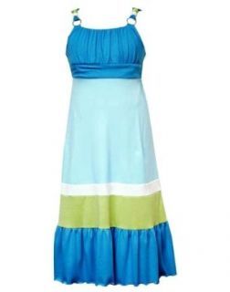 Rare Editions Girls 2T 6x Blue Colorblock Knit Maxi Sun Dress, 5 Clothing