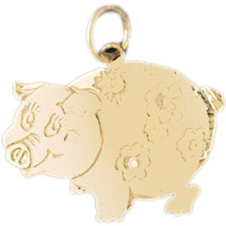 14K Yellow Gold Pig Pendant Jewelry