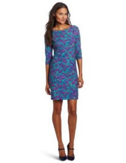 Lilly Pulitzer Women's Cassie Boat Neck Dress, Bomber Blue Hush, Small Clothing