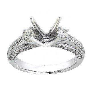 Brian Eli 0.62 cts. 18K White Gold Antique Style Diamond Engagement Ring Setting No center stone   9 Jewelry