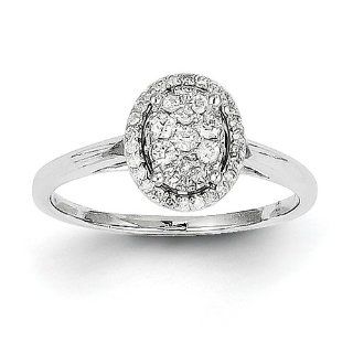 14k White Gold Diamond Oval Ring Jewelry