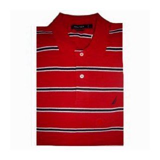 Men's Nautica Polo Shirt Short Sleeved Size Large Red, Navy & White Striped at  Men�s Clothing store