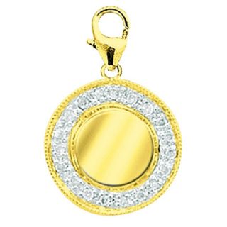 EZ Charms 14K Yellow Gold Diamond Round Disc Charm