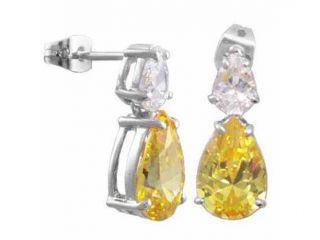 Sterling Silver Yellow and Simulated Diamond CZ earrings