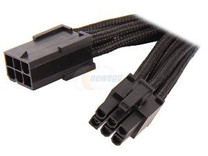 Silverstone PP07 IDE6B 11.81" Sleeved Extension Power Supply Cable, 1 x 6pin to PCI E 6pin Connector