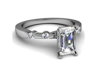 Four Modern Style Stone .80 Ct Emerald Cut Flawless Diamond Engagement Ring GIA 14K White Gold