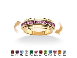 PalmBeach Jewelry Round Birthstone 14k Yellow Gold Plated Eternity Spinner Band  June