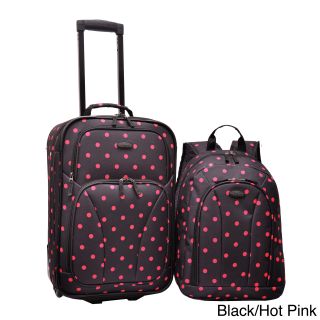U.s. Traveler 2 piece Polka Dot Carry on Rolling Upright And Backpack Luggage Set