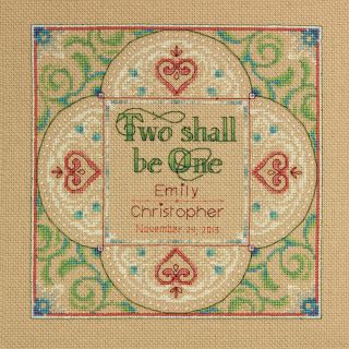 Two As One Wedding Record Counted Cross Stitch Kit 10x10 14 Count