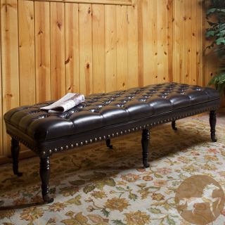 Christopher Knight Home Hastings Brown Tufted Bonded Leather Ottoman Bench