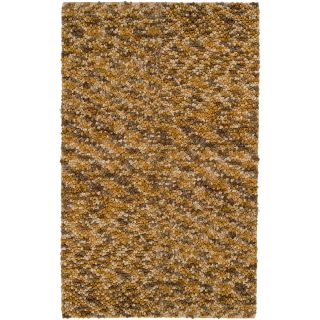 Hand woven Lee Gold New Zealand Wool Plush Shag Rug (2 X 3)