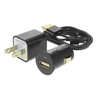 US Plug 3 In 1 USB Wall Charger Car Charger Cable for Samsung Galaxy Tab P1000 P6800 P5110
