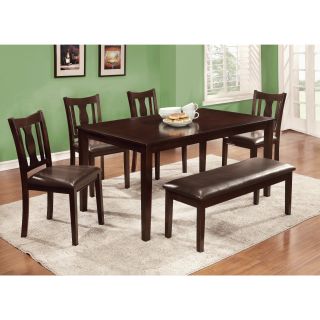 Furniture Of America Urban Lee 6 piece Espresso Dining Set With Bench (Solid wood, veneer, leatheretteFinish Espresso finishUrban inspired design dinette set with bold conservative lookRectangular dining table with straight leg supportsFour side chairs f
