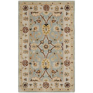 Handmade Kerman Light Blue/ Ivory Gold Wool Rug (3 X 5)