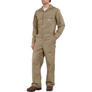 Carhartt Flame Resistant Twill Unlined Coverall   Khaki, 38 Inch Waist, Short