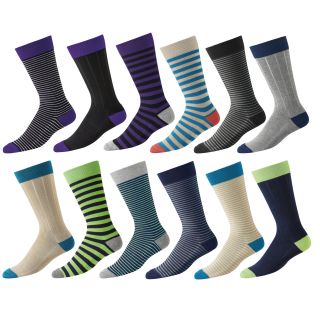 Footjoy Mens Prodry Limited Edition Fashion Stripe Crew Socks (12 Pair)