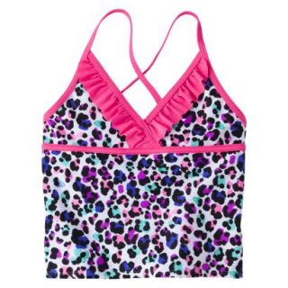 Xhilaration Girls Leopard Print Tankini Swimsuit Top   White XS