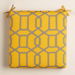Yellow and Gray Gate Outdoor Chair Cushion   World Market