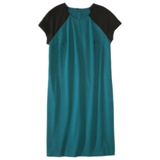 Mossimo Womens Plus Size Short Sleeve Ponte Dress   Teal/Black 2