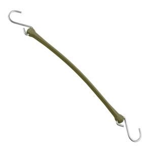 The Perfect Bungee 13 in. Polyurethane Bungee Strap with Stainless Steel S Hooks (Overall Length 18 in.) in Military Green BSH18CG