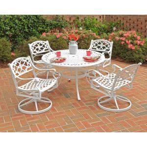 Home Styles Biscayne White 5 Piece 48 in. Round Swivel Patio Dining Set 5552 325