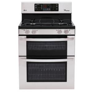 LG Electronics 6.1 cu. ft. Double Oven Gas Range with EasyClean Self Cleaning Oven in Stainless Steel LDG3031ST