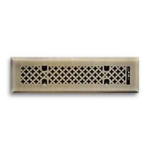 T.A. Industries 02 in. x 10 in. Retro Couture Floor Diffuser Finished in Antique Brass H165 RAB 02X10