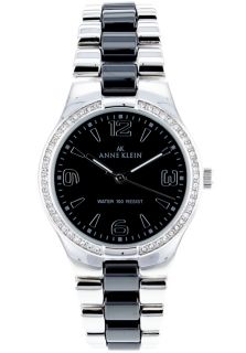 Anne Klein 10 9119BKSV  Watches,Womens Black Dial Silver Tone and Black Ceramic, Casual Anne Klein Quartz Watches