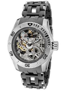 Invicta 1255  Watches,Mens Sea Spider Mechanical Skeletonized See Thru Silver Dial Stainless Steel & Grey Polyurethane, Casual Invicta Mechanical Watches