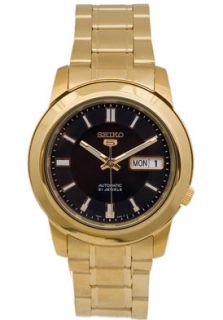Seiko SNKK22K1  Watches,Mens Automatic Gold Plated with Black Dial, Casual Seiko Automatic Watches