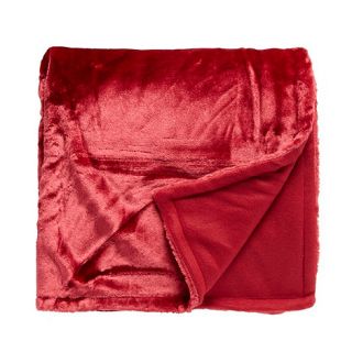Red faux fur throw
